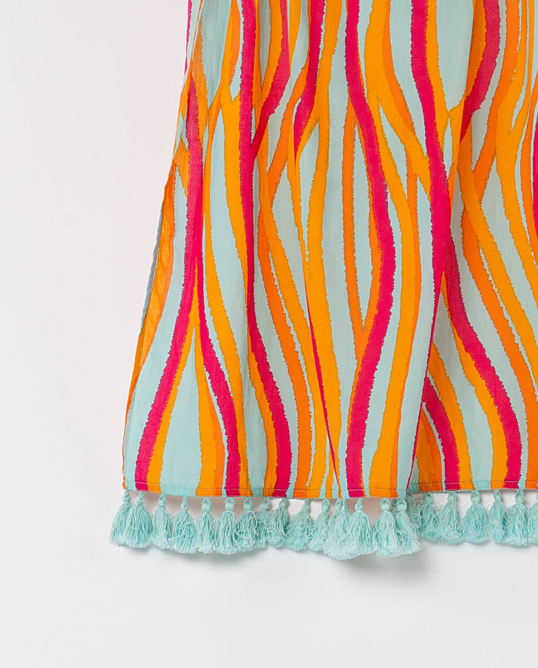 Pareo estampado con detalle de flecos Turquesa Surkana
