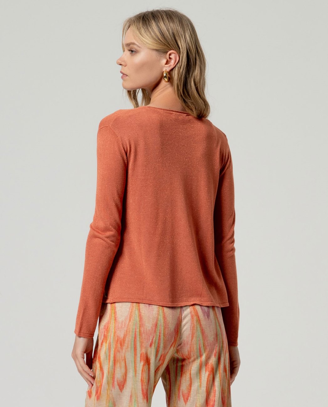 Cardigan cuello pico abotonado Teja
