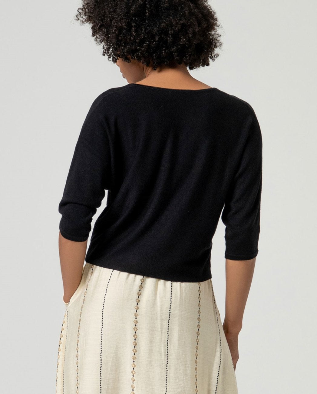 Jersey escote pico manga murciélago Negro