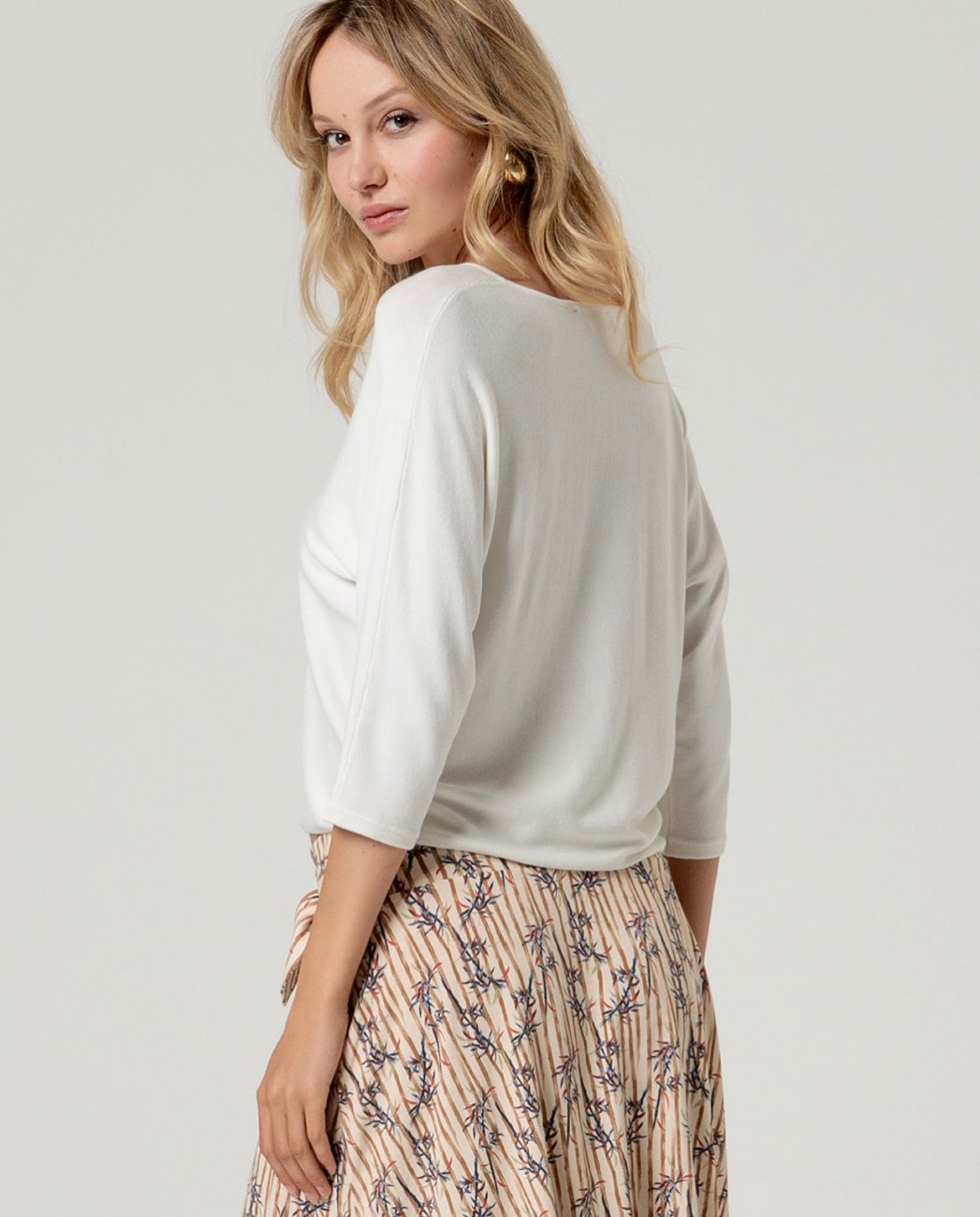 Jersey escote pico manga murciélago Blanco