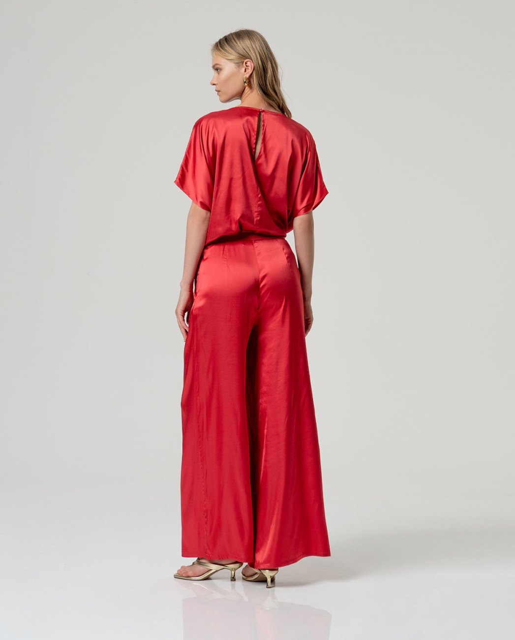 Pantalón ancho raso rojo Surkana