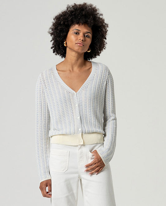 Cardigan escote pico abotonado Crudo