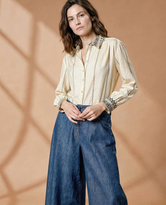 Camisa manga ancha 3/4 crudo Surkana