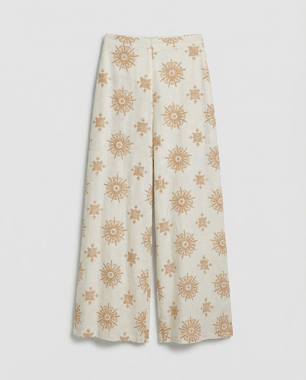 Pantalón ancho crudo estampado dorado Surkana
