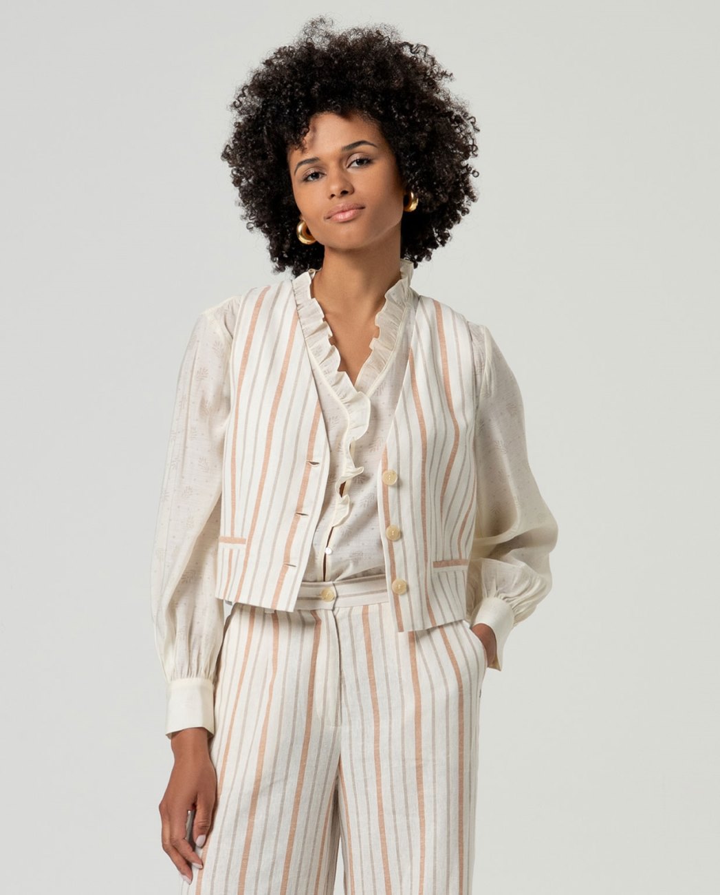 Pantalón ancho rayas crudo Surkana