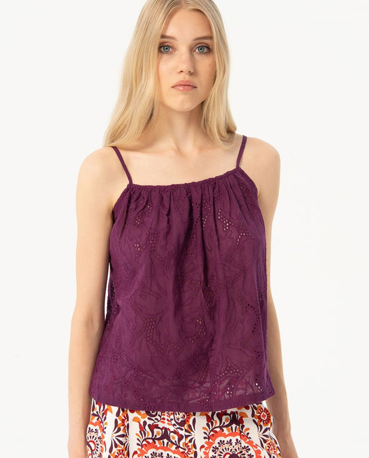 Top calado granate Surkana