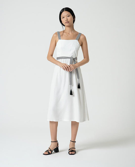 Vestido midi de tirantes Blanco Surkana