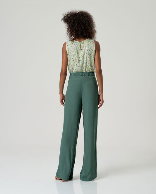 Pantalón recto con bolsillos Verde Botella