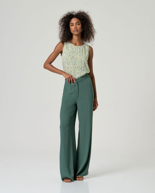 Pantalón recto con bolsillos Verde Botella