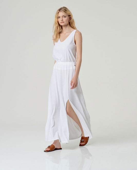 Maxi falda con abertura Blanco Surkana