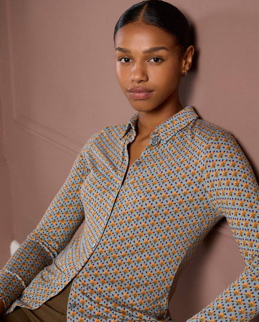 Camisa estampado flor azul Surkana