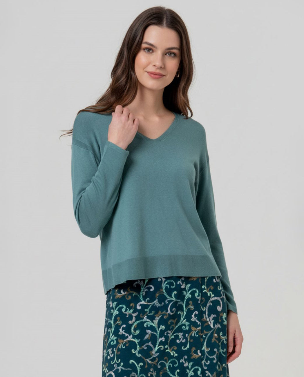 Jersey escote pico Verde Empolvado Surkana