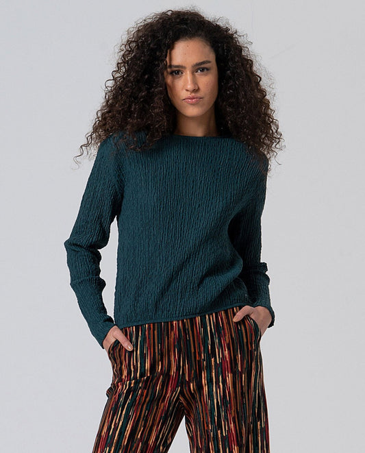 Camiseta ancha con textura. Verde Botella Surkana