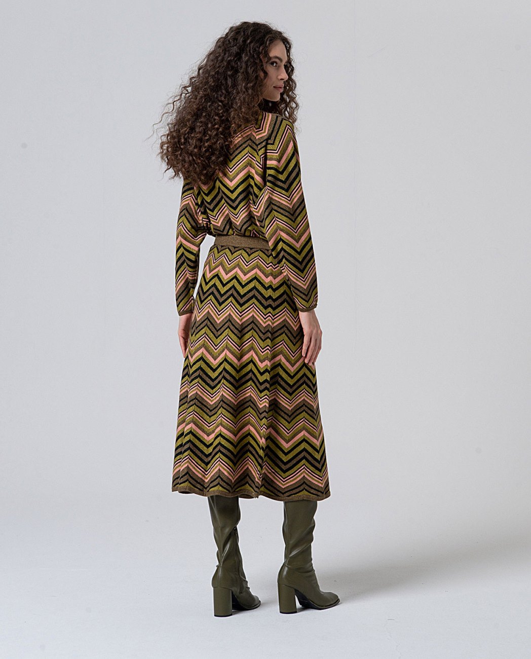 Falda midi punto zig zag verde Surkana