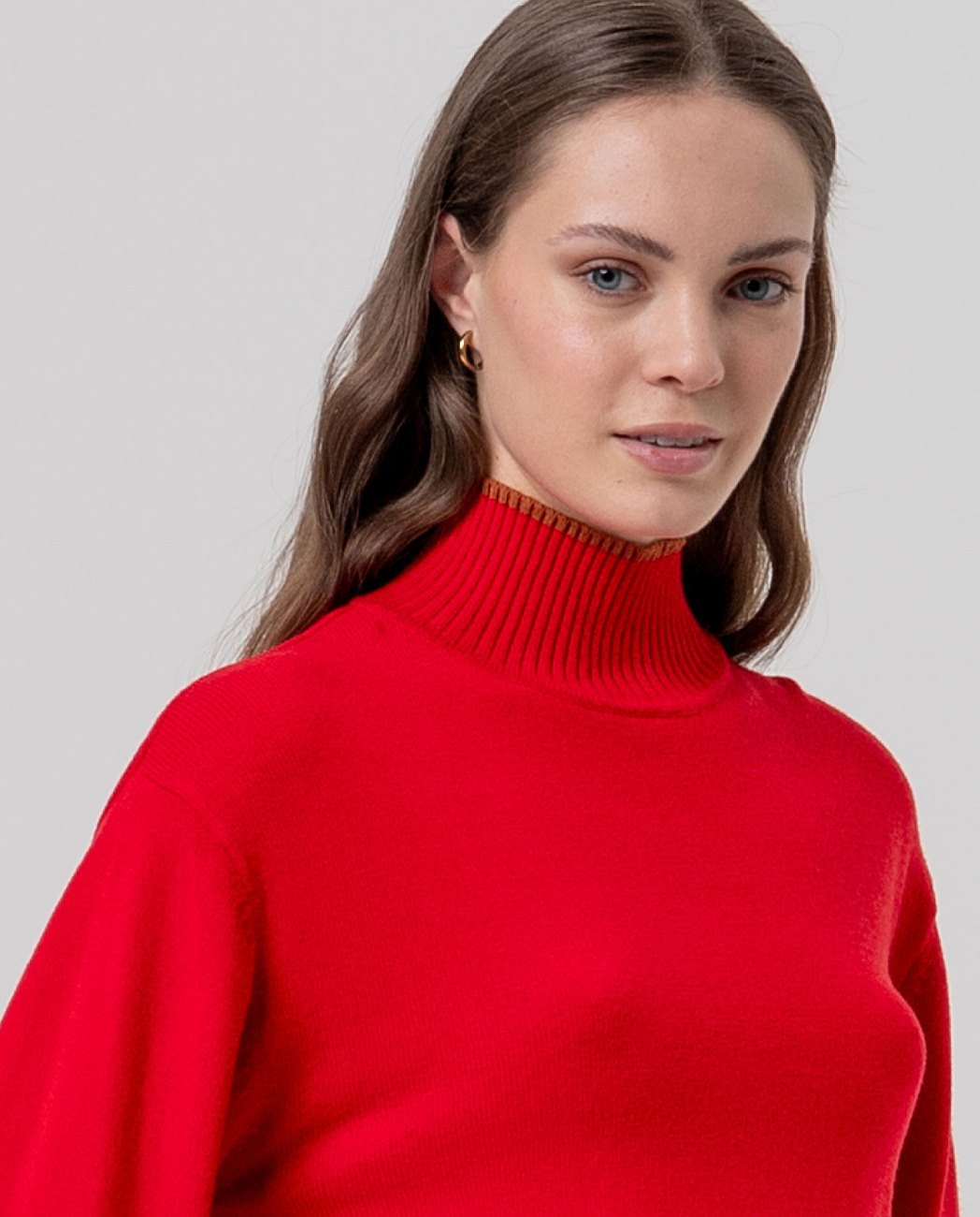 Jersey cuello perkins con contrastes Rojo Surkana