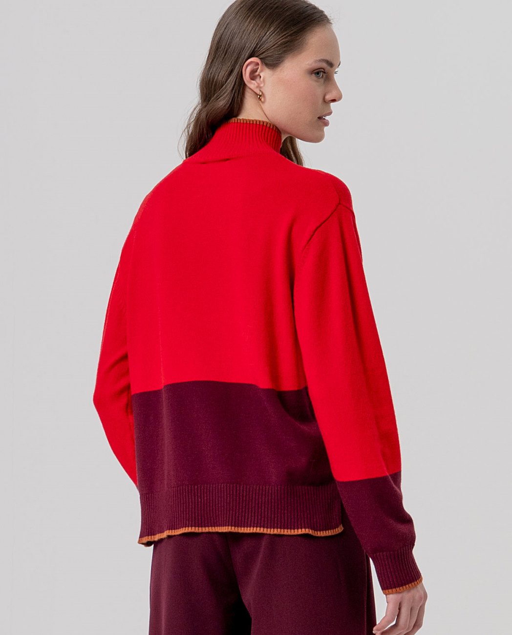 Jersey cuello perkins con contrastes Rojo Surkana