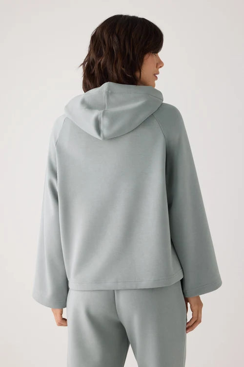 Sudadera afelpada con capucha y manga acampanada azul