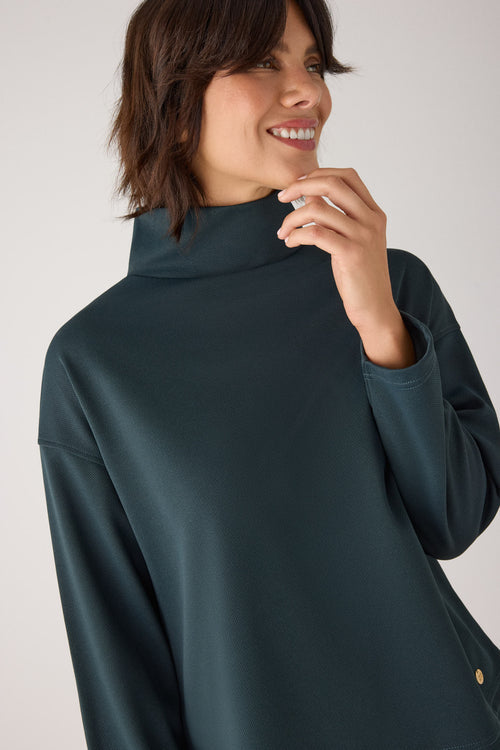 Jersey textura piqué cuello alto azul