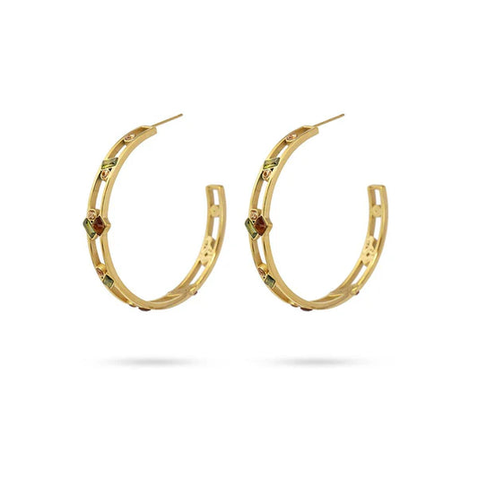 Pendiente aro piedras acero Anartxy