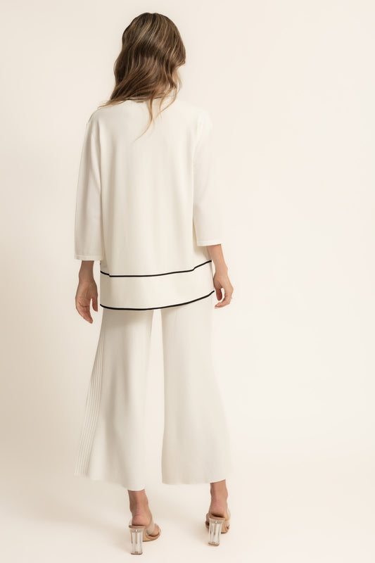 Chaqueta punto bicolor blanco