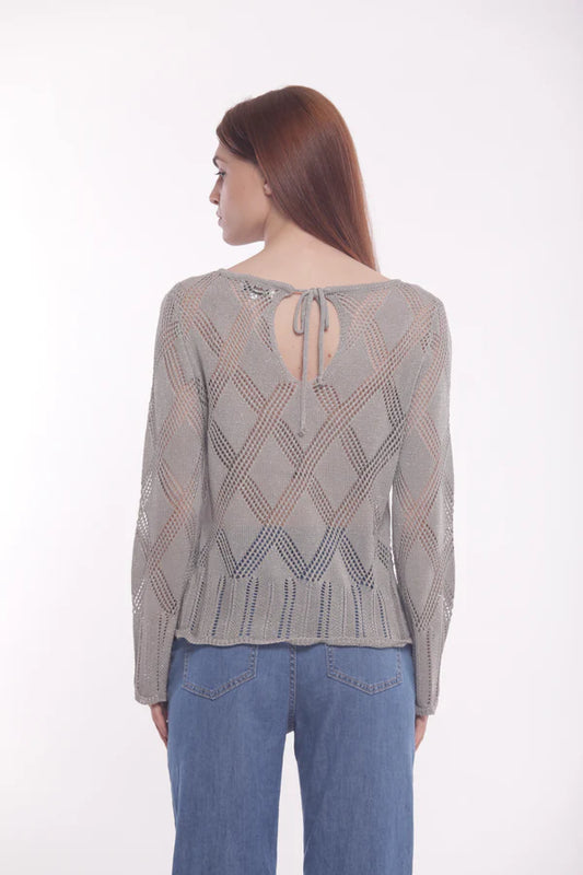 Jersey lúrex calado estampado plata Mimi Mua