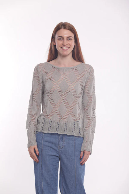 Jersey lúrex calado estampado plata Mimi Mua