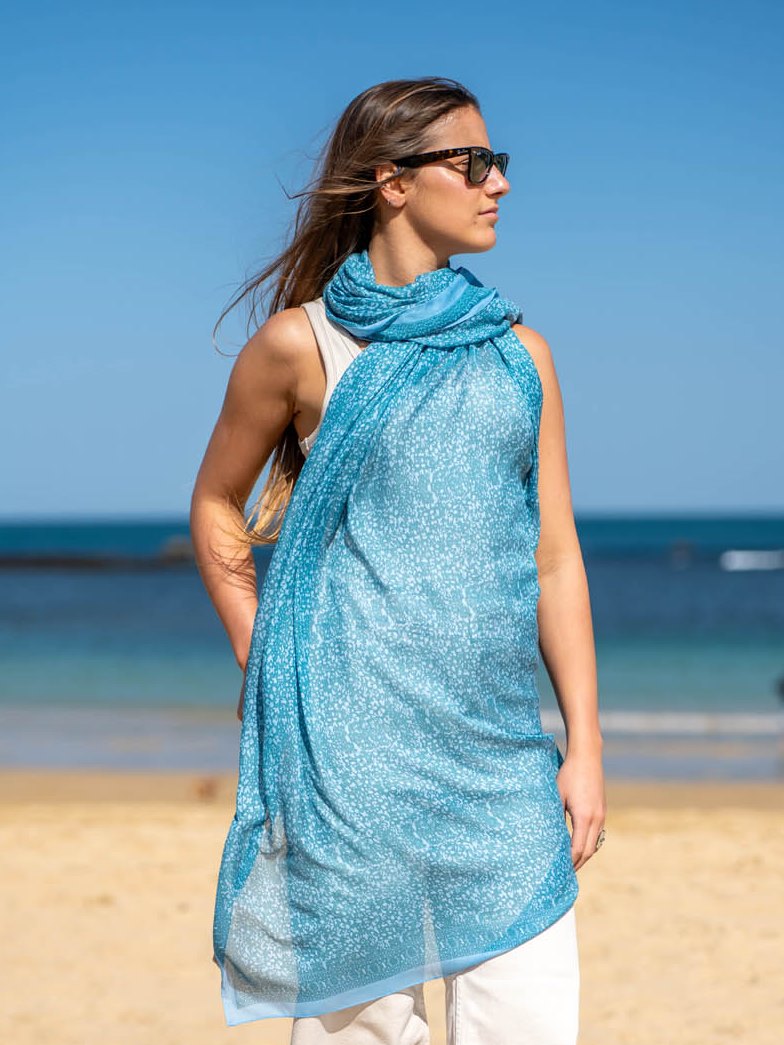 Chal fular modal estampado azul