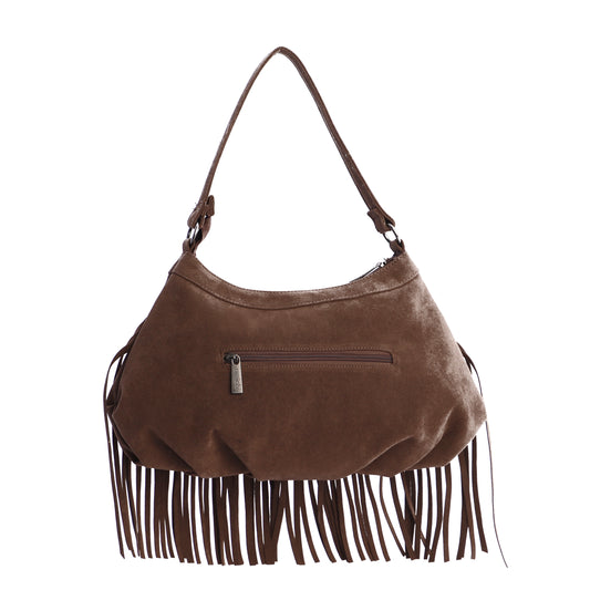 Bolso hombro flecos chocolate amichi