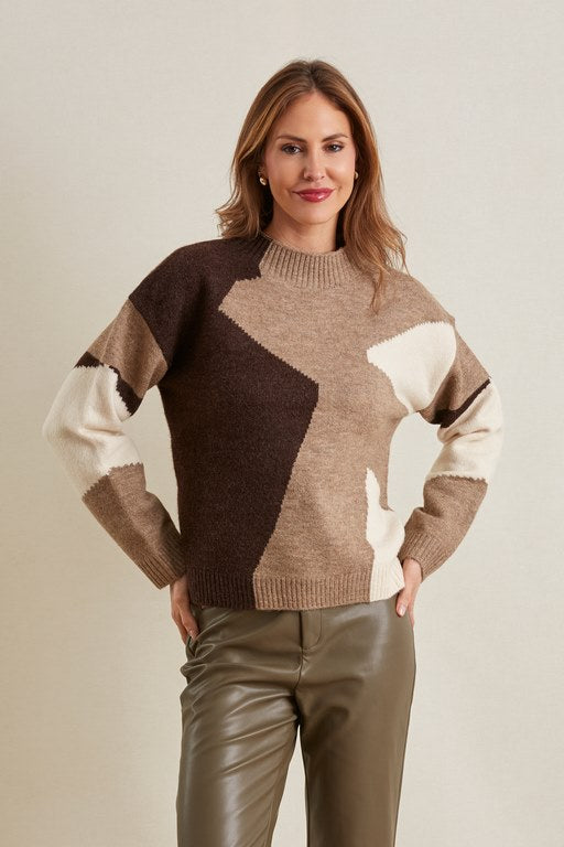 Jersey estampado marrón beige amichi
