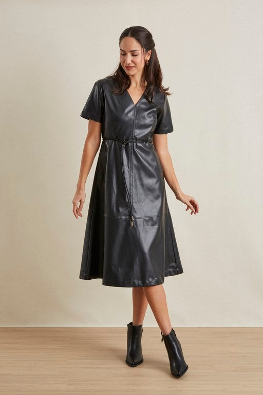 Vestido midi polipiel negro amichi