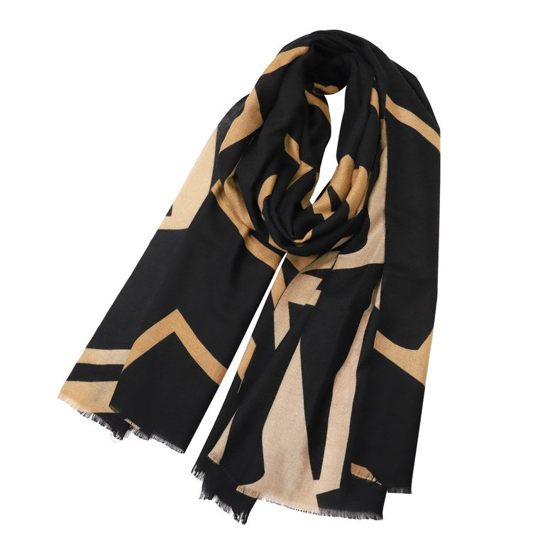 Bufanda estampado negro camel amichi