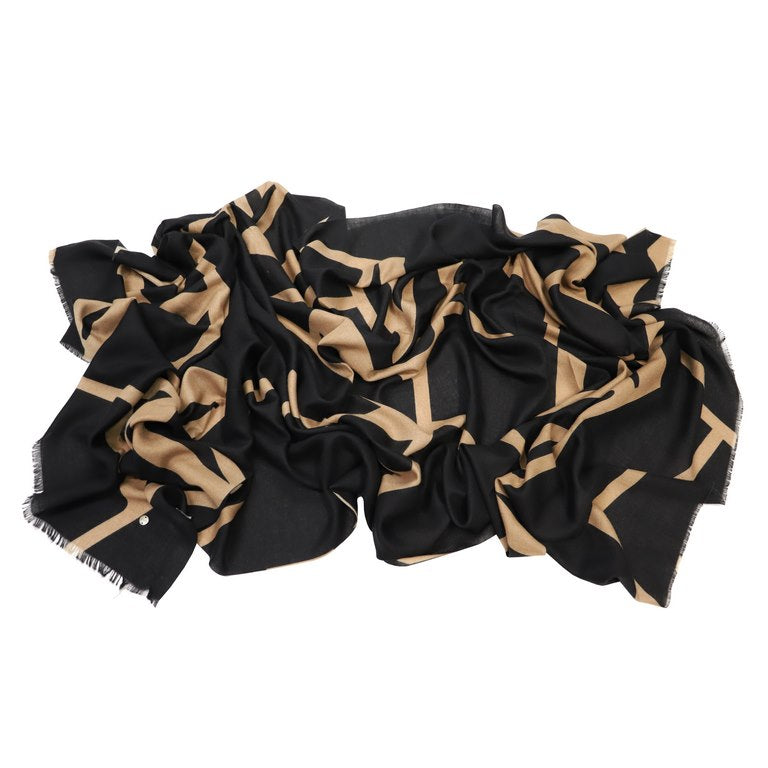 Bufanda estampado negro camel amichi