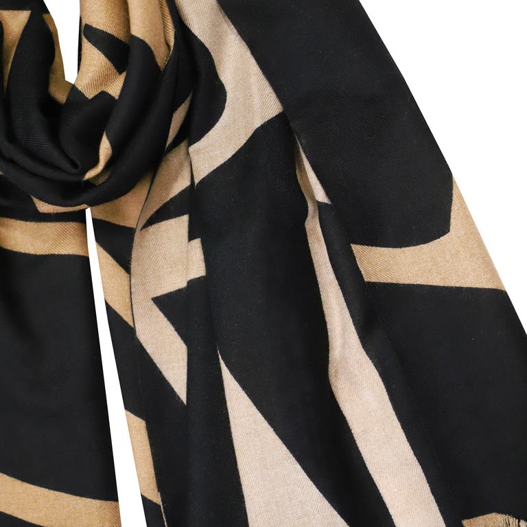 Bufanda estampado negro camel amichi