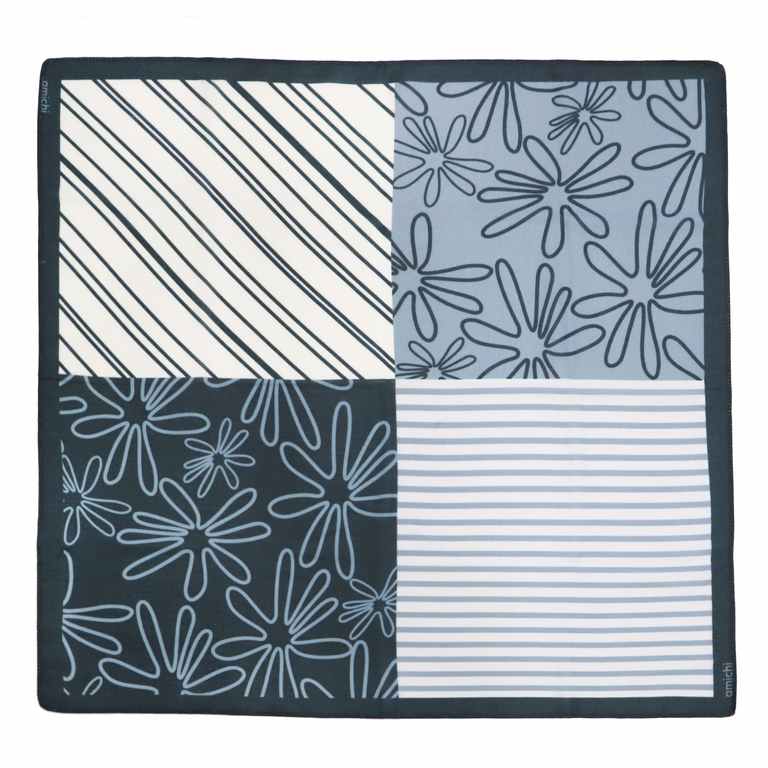 Pañuelo cuadrado estampado azul verde amichi