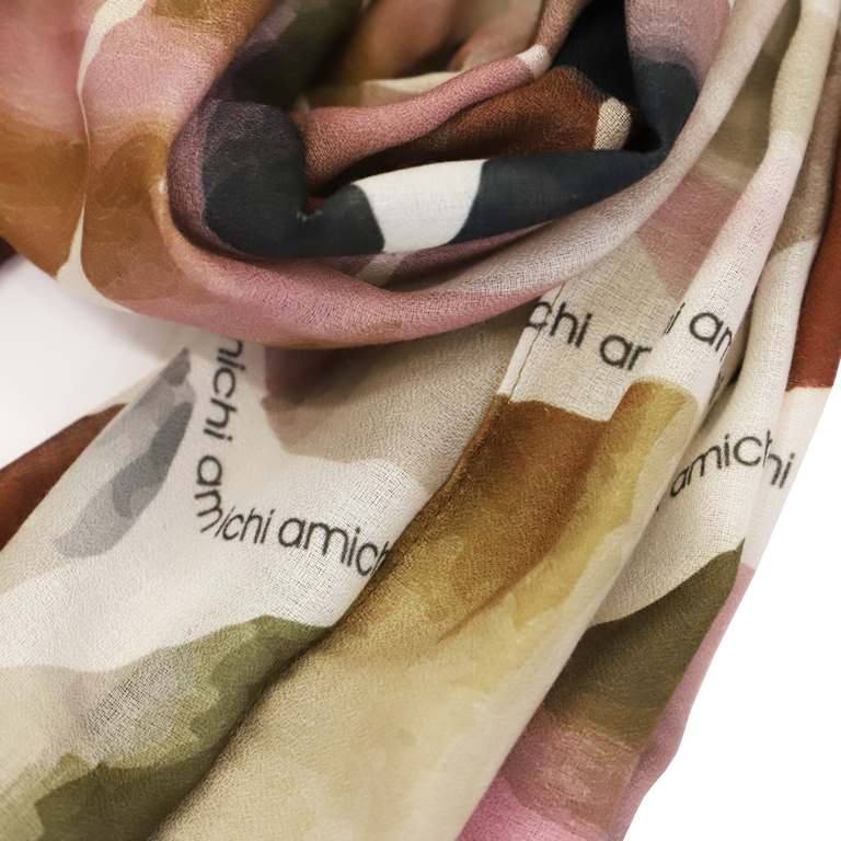 Pañuelo fular estampado marrón rosa amichi