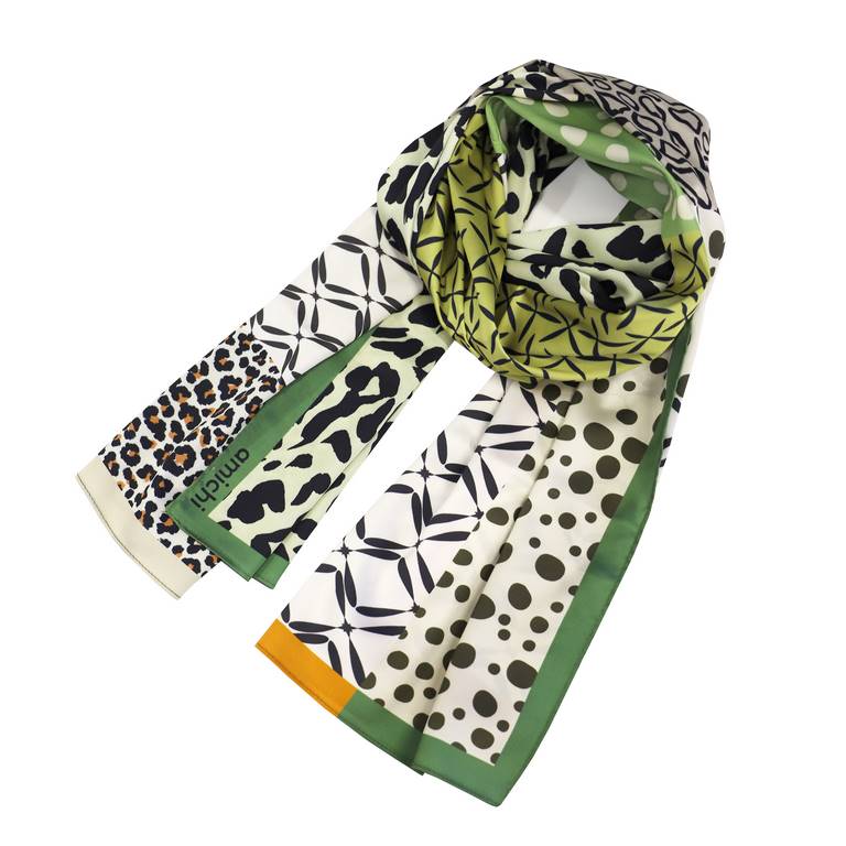 Pañuelo print verde y naranja Amichi