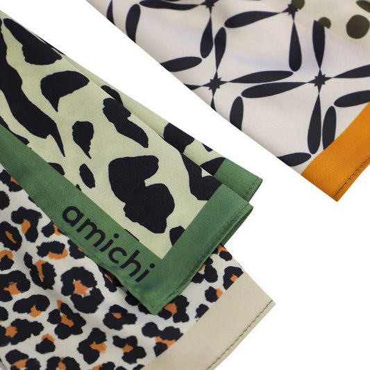 Pañuelo print verde y naranja Amichi