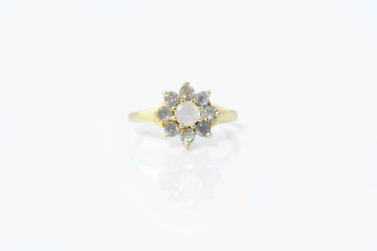 Anillo flor labradorita