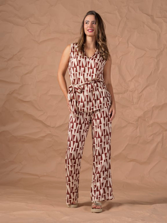 Conjunto pantalón y top étnico rojo