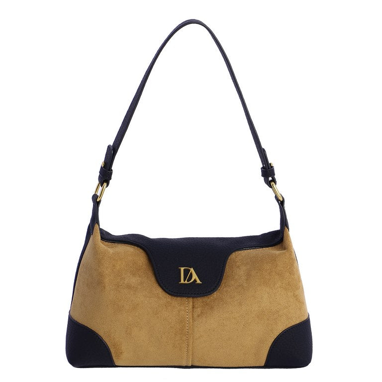 Bolso hombro combinado negro camel