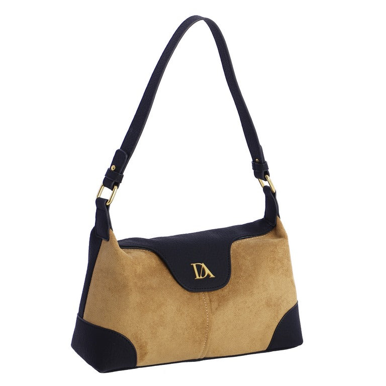 Bolso hombro combinado negro camel