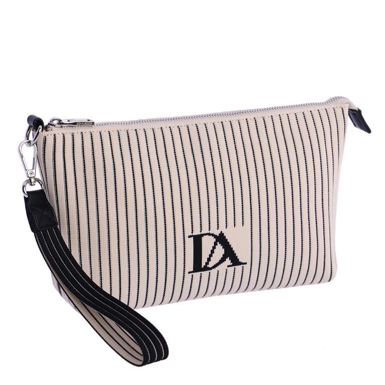 Bolso mano rayas beige negro don algodon