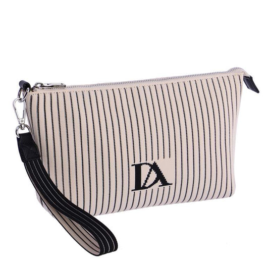 Bolso mano rayas beige negro don algodon