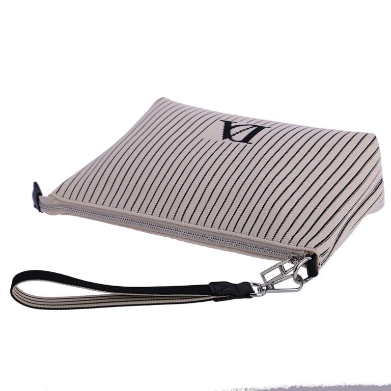 Bolso mano rayas beige negro don algodon