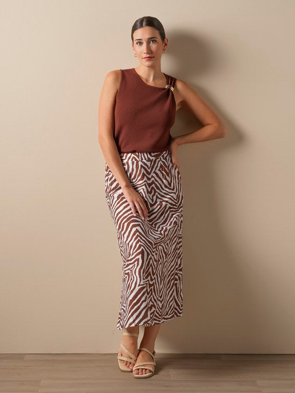 Falda print marrón y blanco amichi
