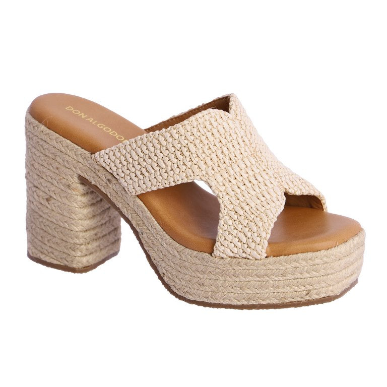 Sandalia cuña natural don algodon