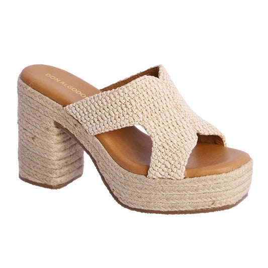 Sandalia cuña natural don algodon