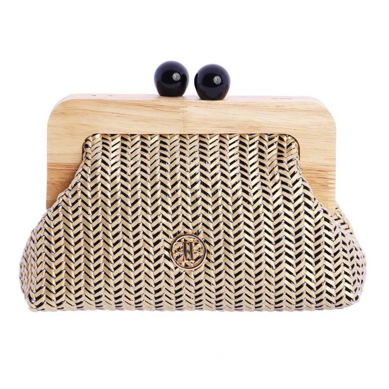 Bolso trenzado fiesta oro Eferri