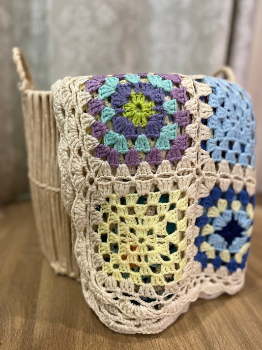 Manta ganchillo hecha a mano multicolor