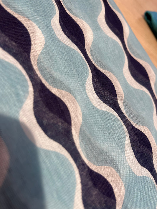 Pareo fular algodón estampado azul